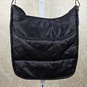 Ah.Dorned Black Nylon Crossbody Bag Black/White/Gray Woven Adjustable Strap